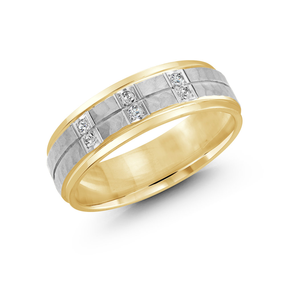 Yellow/White Gold Men's Ring Size 7mm (JMD-815-7YW9)