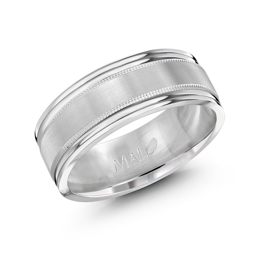 White Gold Men's Ring Size 8mm (LUX-738-8W)
