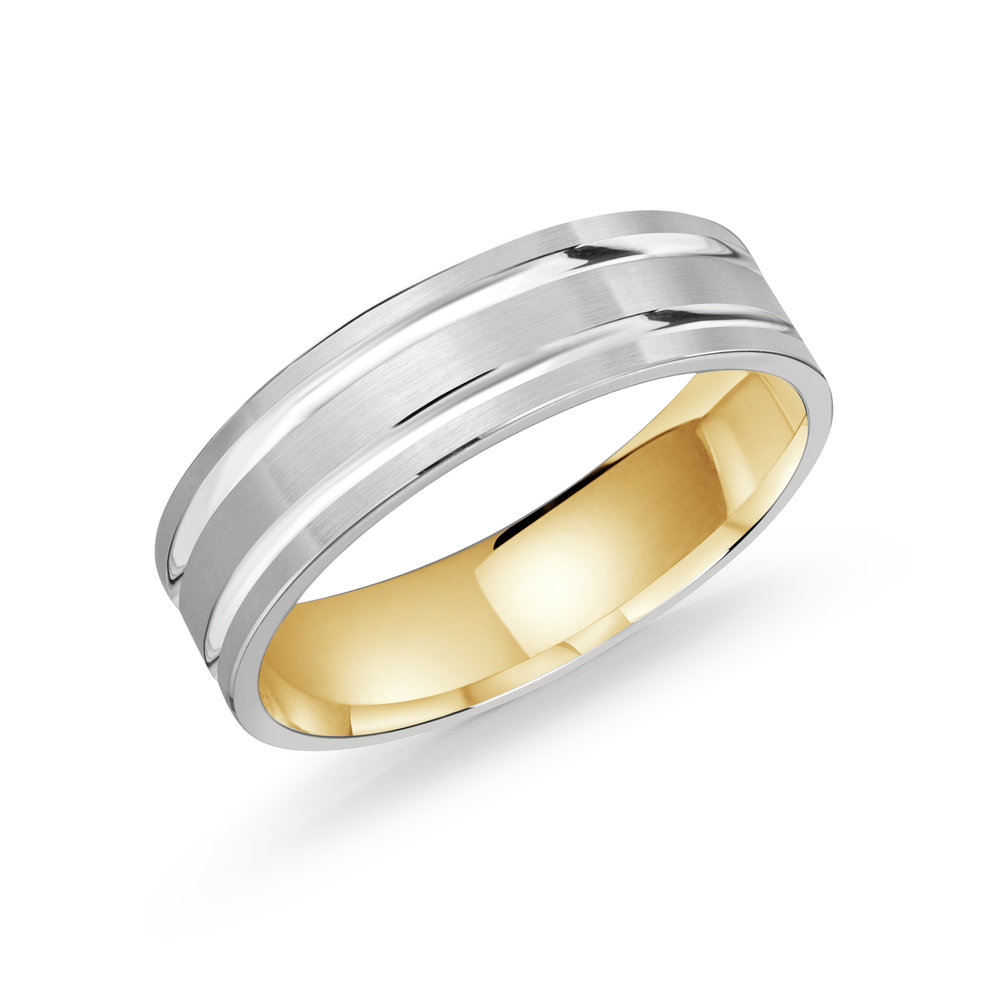 White/Yellow Gold Men's Ring Size 6mm (LUX-986-6WZY)